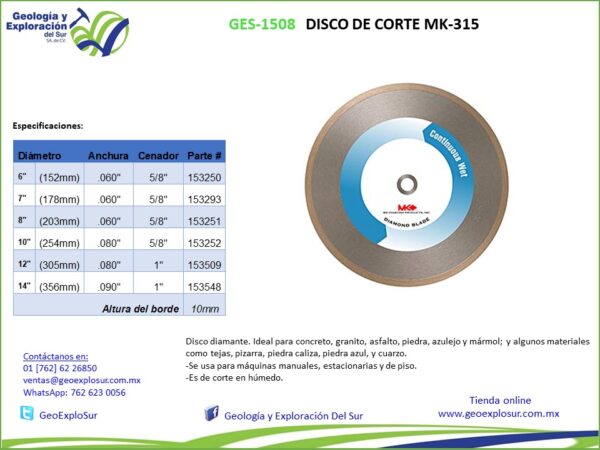 DISCO DE CORTE MK-315 - Image 2