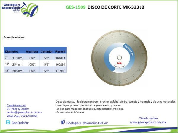 DISCO DE CORTE MK-333 JB - Image 2