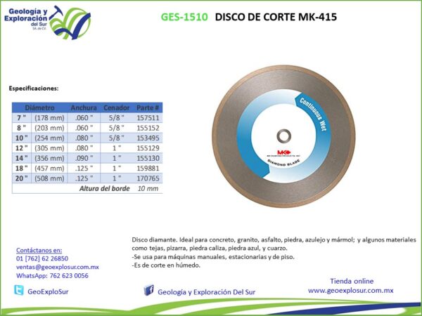 DISCO DE CORTE MK-415 - Image 2