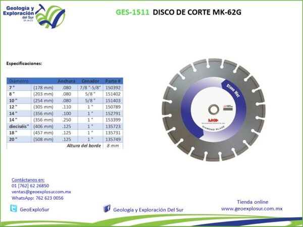 DISCO DE CORTE MK-62G - Image 2