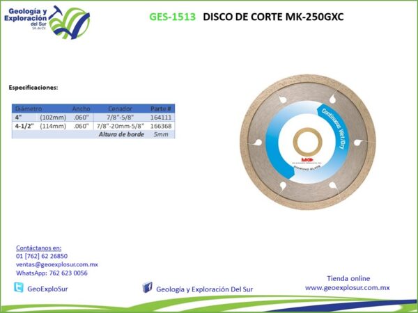 DISCO DE CORTE MK-250GXC - Image 2