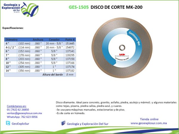 DISCO DE CORTE MK-200 - Image 2
