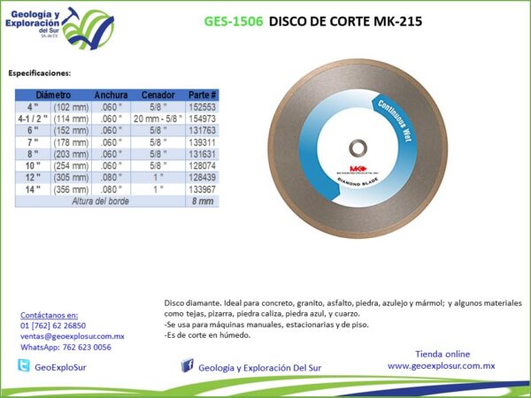 DISCO DE CORTE MK-215 - Image 2